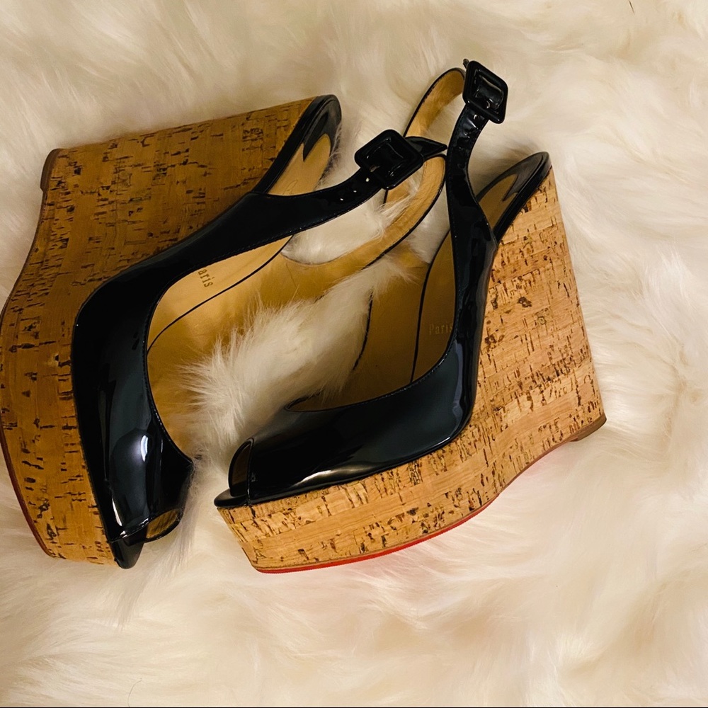 Authentic Christian Louboutin Slingback Wedge.